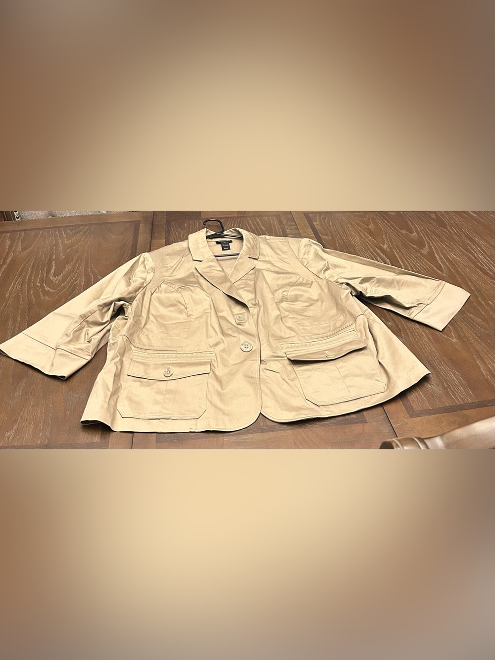 Lane Bryant Tan Button-Front Utility Blazer